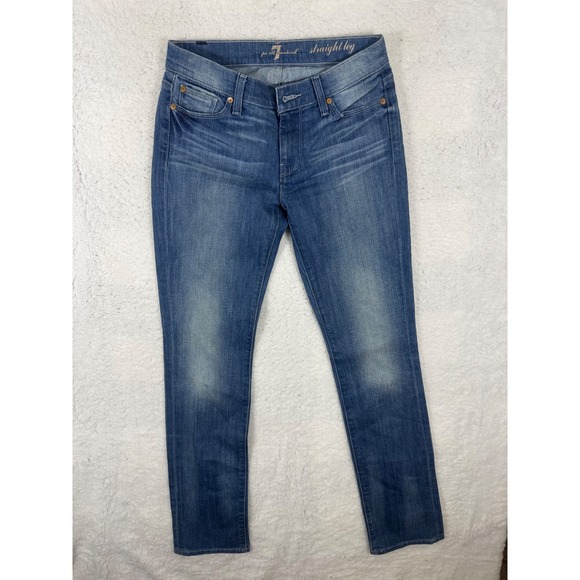 7 For All Mankind Straight Leg Jeans Womens Size 26 Blue Denim - Picture 1 of 8